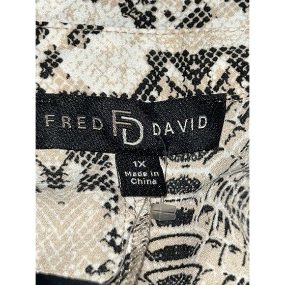 NWT Fred David Sz PLUS 1X Khaki Gray Snake Print Dipped Hem Popover Tunic - Picture 8 of 12